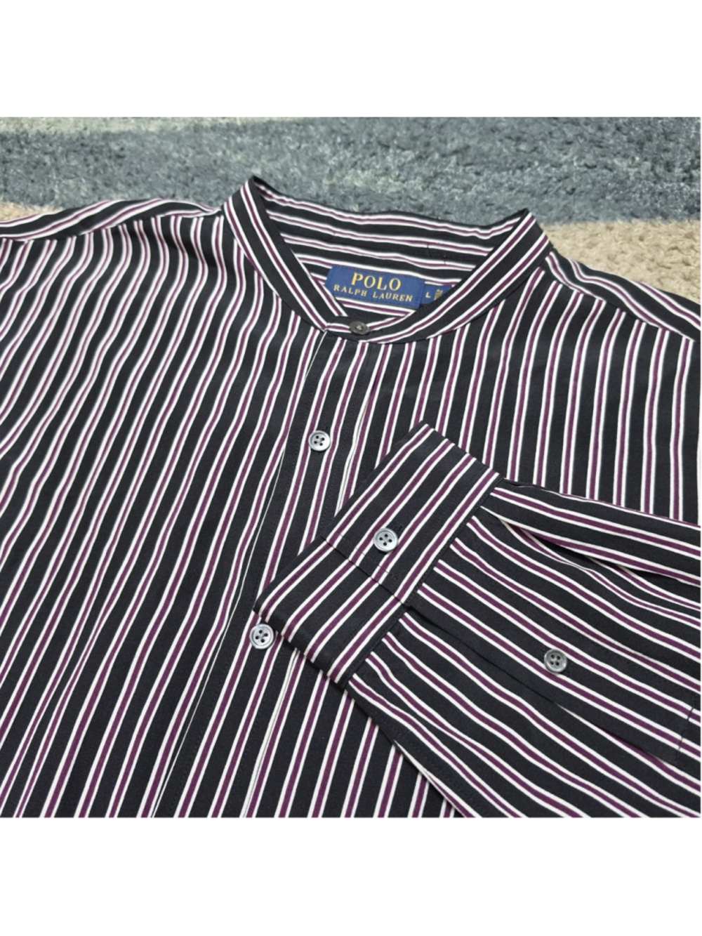 Polo Ralph Lauren Top Womens Large Silk Striped Button Front Preppy Long Sleeve